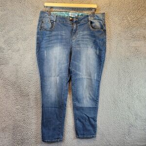 One 5 One Jeans Womens 14 Blue Denim Cotton Stretch Pockets Mid Rise Tapered Leg